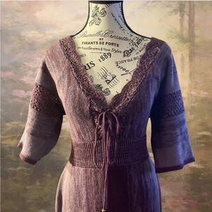 y2k Derek Heart Purple Crochet Midi Dress